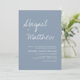 Invitación Boho Dusty Blue Simple Handwriter Boho Boda