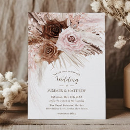 Invitación Boho Dusty Pampas Boda de Grass Pampas Floral Marr
