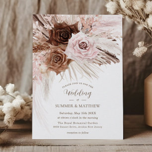 Invitación Boho Dusty Pampas Boda de Grass Pampas Floral Marr