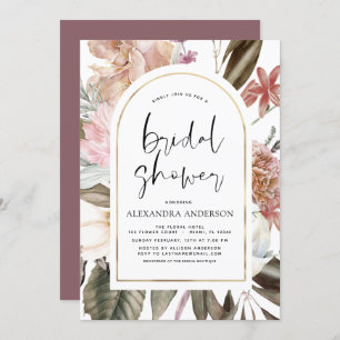 Invitación Boho Dusty Pink Burgundy Bridal Shower