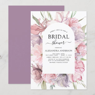 Invitación Boho Dusty Pink Purple Bridal Shower