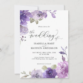 Invitación Boho Dusty Purple Mauve Lilac Boda Floral