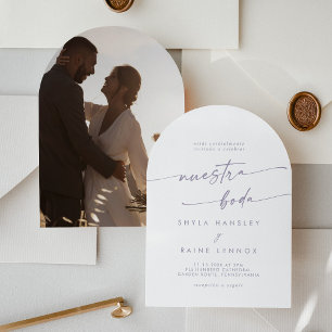 Invitación Boho Dusty Purple Photo Arch Boda español