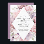 Invitación Boho Dusty Purple Sweet 16 Birthday Floral Invitat<br><div class="desc">Boho Dusty Pink and Purple Floral Botanical Greenery Watercolor Primavera o Dulce de Verano Dieciséis Invitaciones a la Celebración de la Fiesta de Cumpleaños - incluye una bella y elegante tipografía de escritura con flores botánicas modernas y vegetación para la especial Fiesta de Cumpleaños Sweet 16.</div>