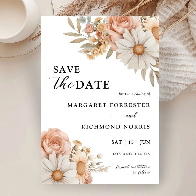 Invitación Boho Dusty Rosa Boda Floral Salva La Fecha (Subido por el creador)