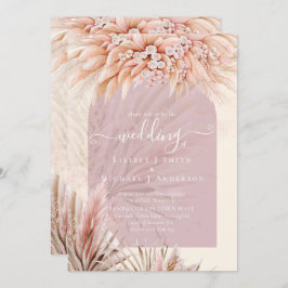 Invitación BOHO Dusty Rosa Coral PAMPAS GRASS Boda