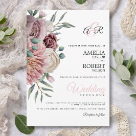 Invitación Boho Dusty Rosa Floral