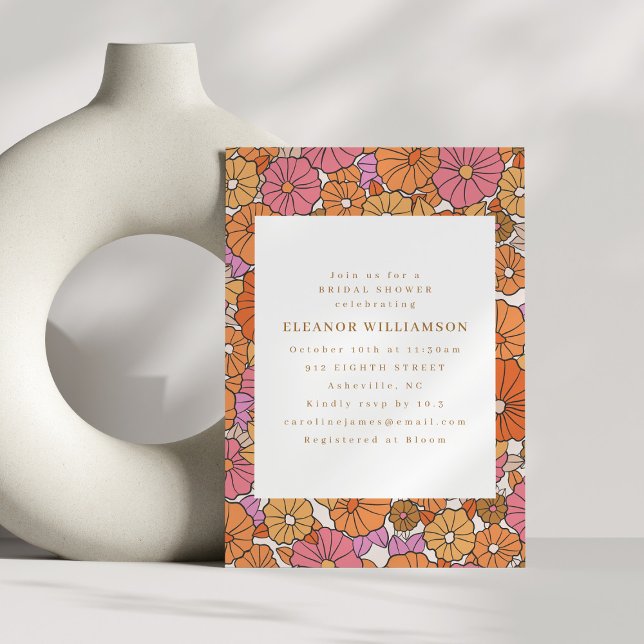 Invitación Boho Earthy Ochre Naranja Floral Bridal Shower (Subido por el creador)