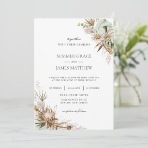 Invitación Boho Earthy Protea Dried Palm Rustic Boda