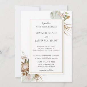 Invitación Boho Earthy Protea Palm Rust Brown Rustic Boda