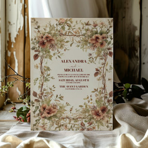 Invitación Boho Earthy Shades Clay Floral Boda
