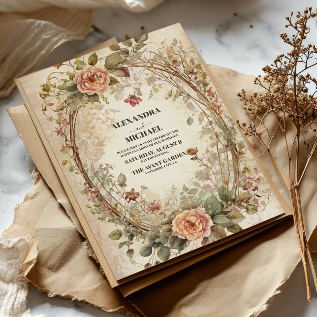 Invitación Boho Earthy Shades Rosas de clavos Boda (Subido por el creador)