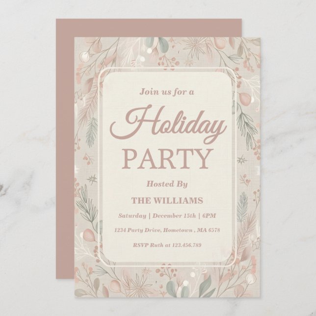 Invitación Boho Earthy Tones Holiday Party (Anverso / Reverso)