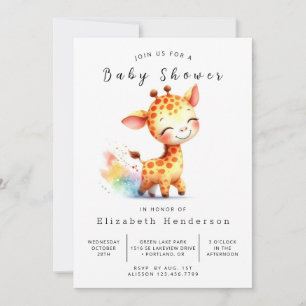 Invitación Boho Editable Baby Shower de jirafa