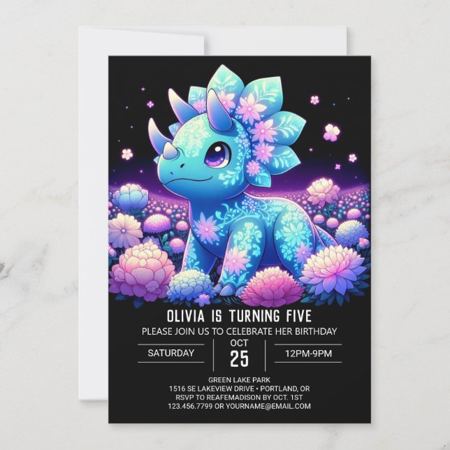 Invitación Boho Editable Dinosaur Digital Birday (Anverso)