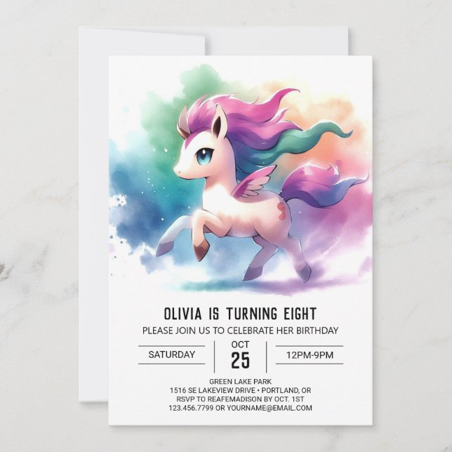 Invitación Boho Editable Horse Cumpleaños (Anverso)