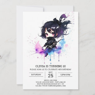 Invitación Boho Editable Little Ninja Cumpleaños