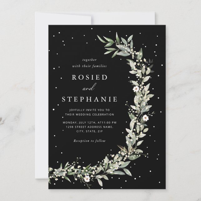 Invitación Boho Elegant Bohemian Watercolor Greenery Boda (Anverso)