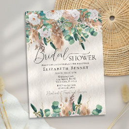 Invitación Boho Elegant Eucalyptus Pampas Ducha de Novias Gra