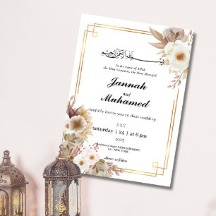 Invitación Boho Elegant Gold & Floral Islamic Boda
