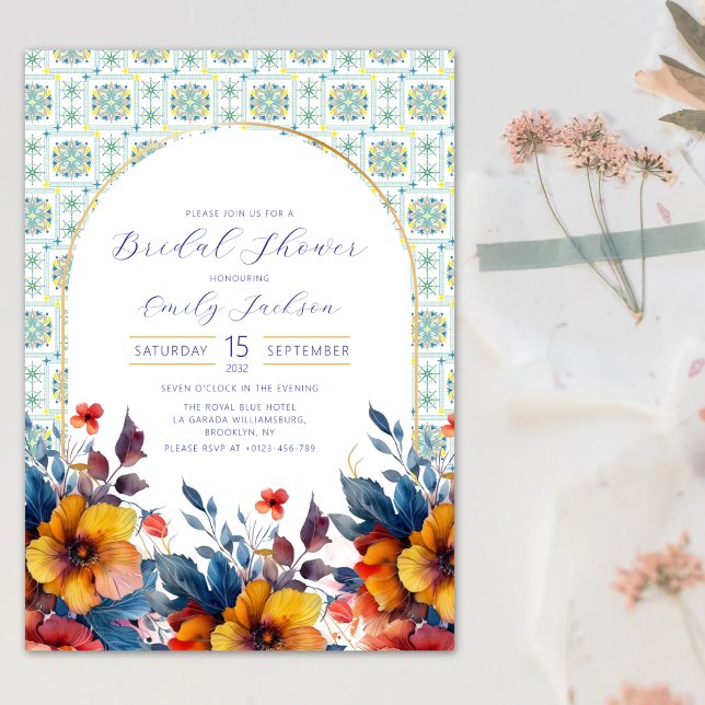 Invitación Boho Elegant Mediterranean Floral (Subido por el creador)