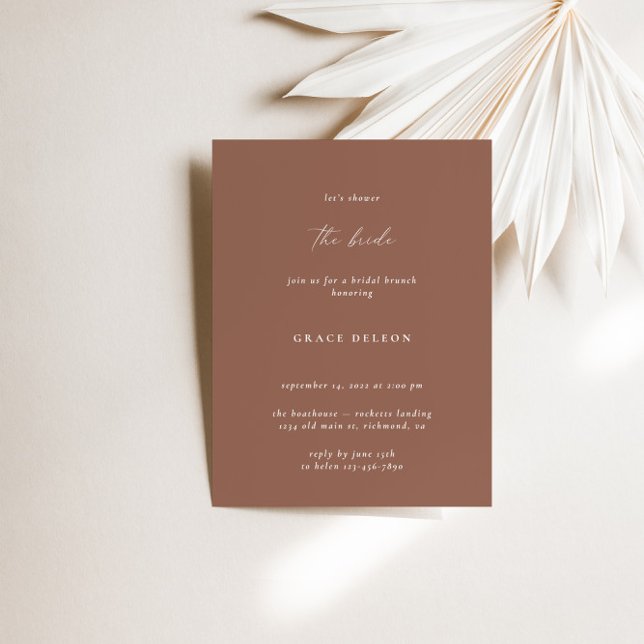Invitación Boho Elegant Moderno Dusty Terracotta Bridal Showe (Boho Elegant Modern Dusty Terracotta Bridal Shower Invitation)