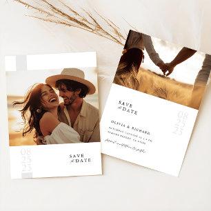 Invitación Boho Elegant Photo Wedding Salva la fecha