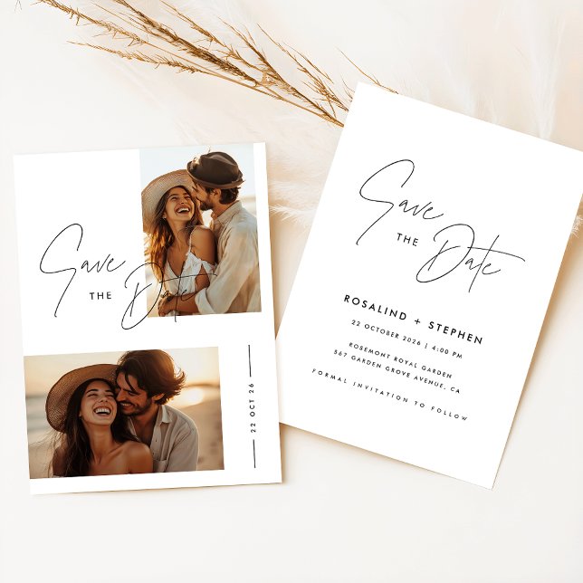 Invitación Boho Elegant Script Photo Wedding Guardar La Fecha (Subido por el creador)