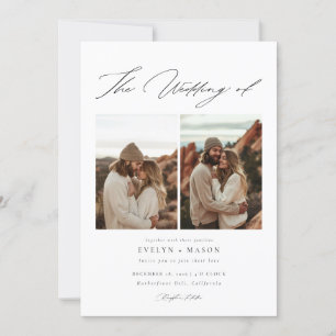 Invitación Boho Elegant Script QR Código Foto Boda de presupu