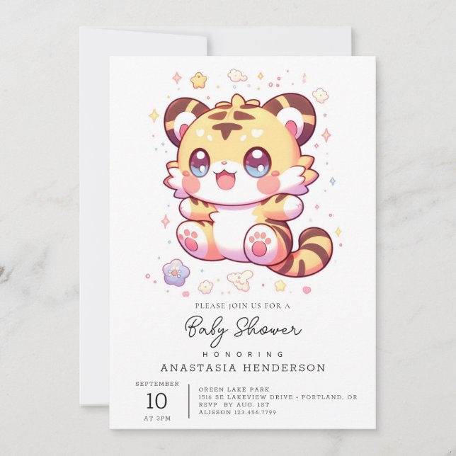 Invitación Boho Elegant Tiger Baby Shower (Anverso)