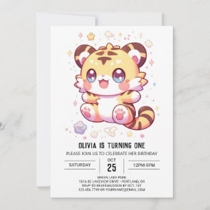 Invitación Boho Elegant Tiger Primer cumpleaños