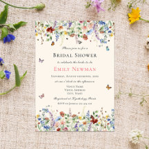Boho Elegant Wildflowers Butterflies Bridal Shower