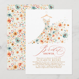 Invitación Boho Elegant Wildflowers Floral Fall Bridal Shower