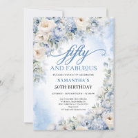Boho Elegant Winter Dusty Blue and Ivory Flowers
