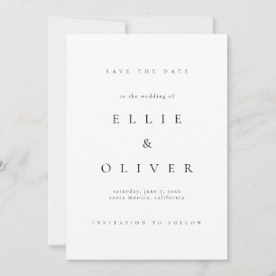 Invitación Boho elegante blanco y negro salva la fecha II