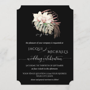Invitación BOHO Elegante Boda Tropical Orquídea Blanca