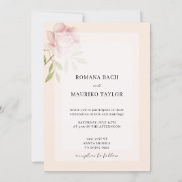 Invitación Boho Elegante Rosa Floral Acuarela
