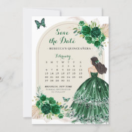 Invitación Boho Emerald Green 15 Años Salvan El Calendario De