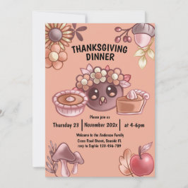 Invitación Boho en colores cálidos Cena de Acción de Gracias