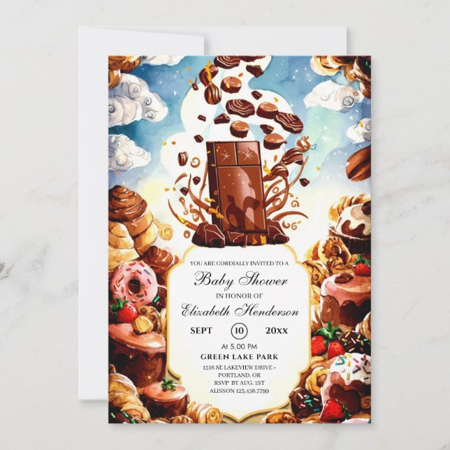 Invitación Boho Enchanted Chocolate Baby Shower (Anverso)
