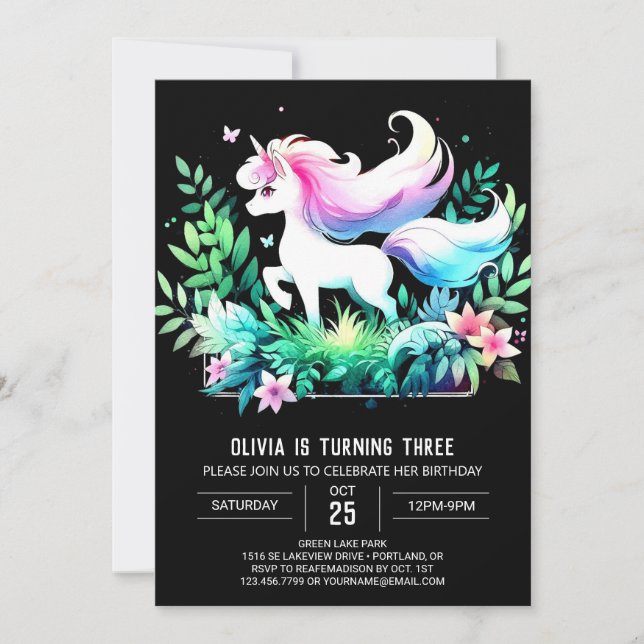 Invitación Boho Enchanted Horse Birday (Anverso)