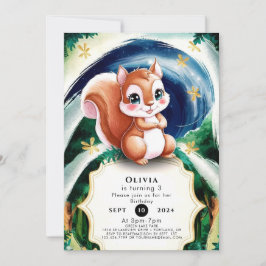 Invitación Boho Enchanted Squirrel Cumpleaños