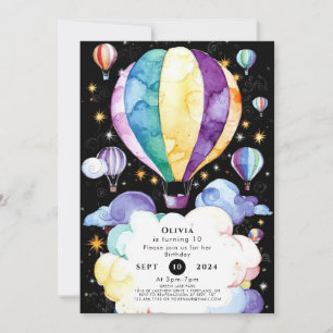 Invitación Boho Enchantment Hot Air Balloon Birday