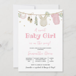 Invitación Boho es un Chica de ropa de bebé Baby Shower