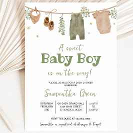Invitación Boho Es un Niño Ropa de Bebé Baby Shower