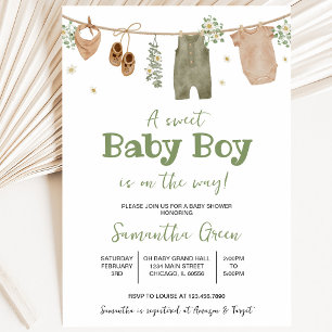 Invitación Boho Es un Niño Ropa de Bebé Baby Shower