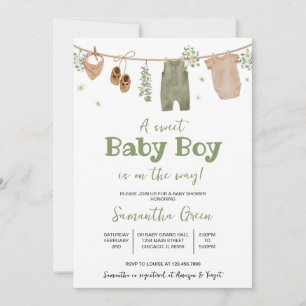 Invitación Boho es un niño vestido de bebé Baby Shower