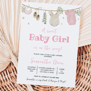 Invitación Boho Es una Niña Ropa de Bebé Shower de Bebé