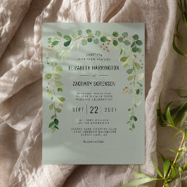 Invitación Boho Eucalyptus Arch Sage Boda Rústico Verde