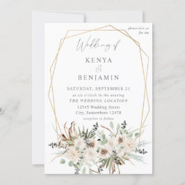 Invitación Boho Eucalyptus & Beige Floral 2 Boda